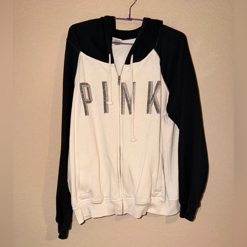 PINK Victoria's Secret Zip Up Hoodie Jacket- Size Large - Picture 2 of 8